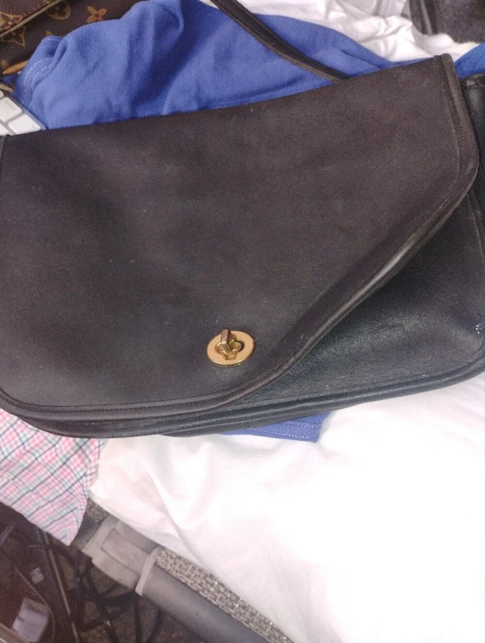 Coach Black Shoulder Bag with Gold Turn-Lock